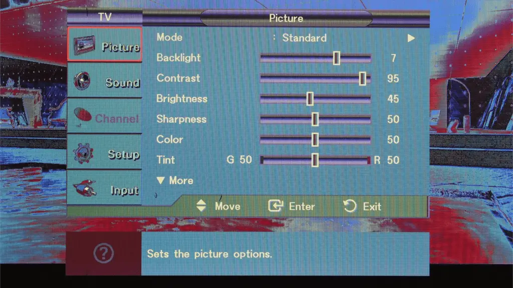 imbalanced TV picture settings
