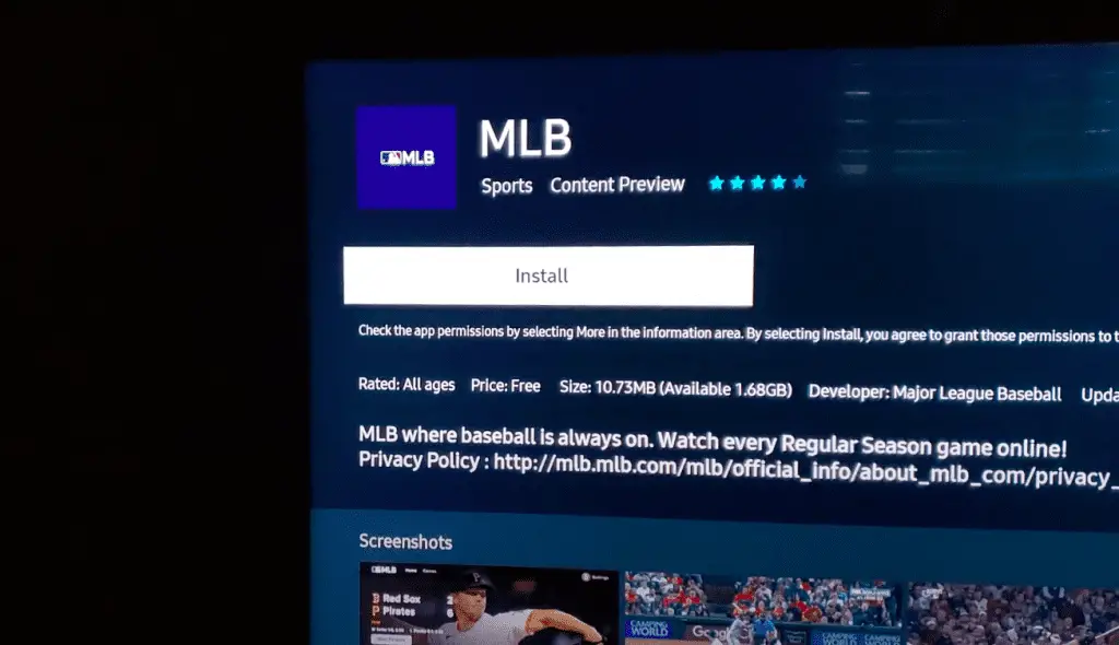 MLB TV Samsung Smart TV Problems